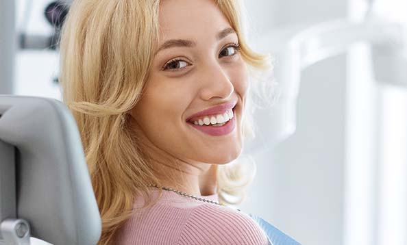 Woman in dental chair