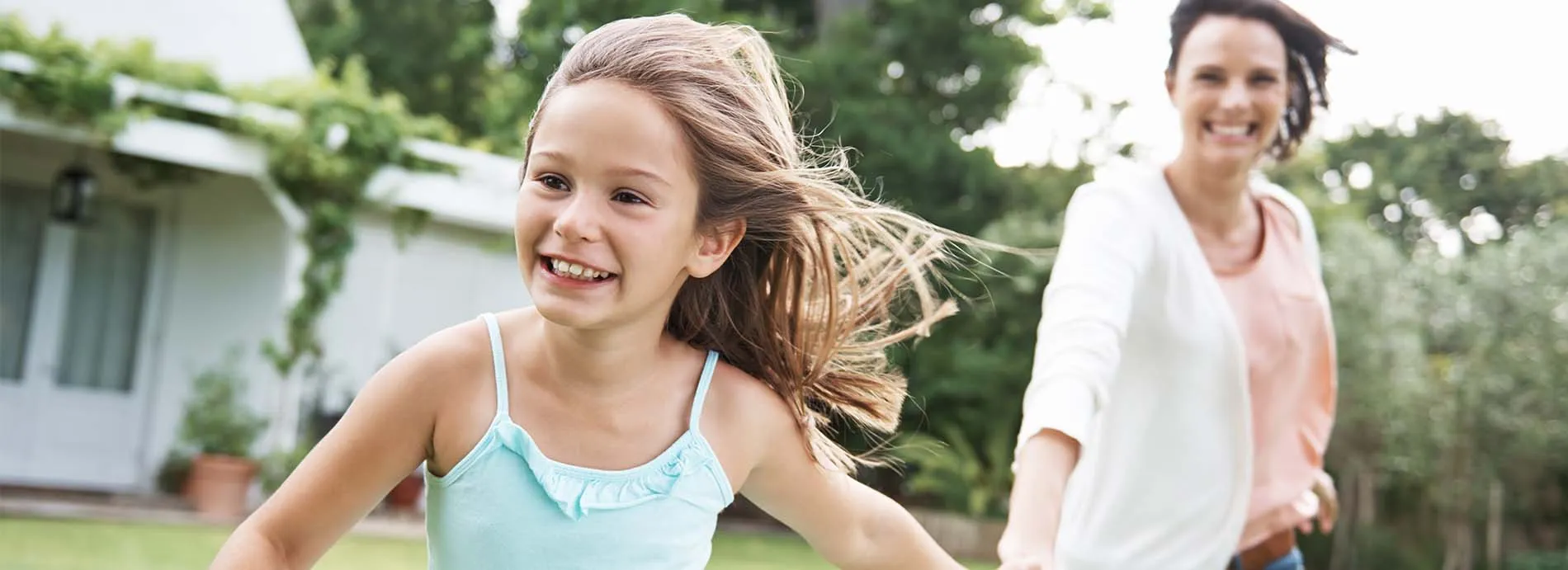 Mother chasing daughter