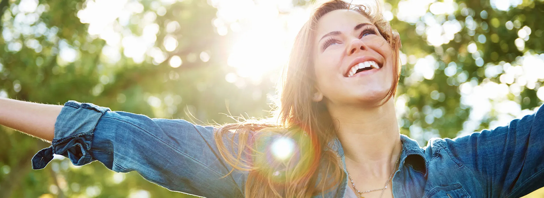 Woman basking in sunlight